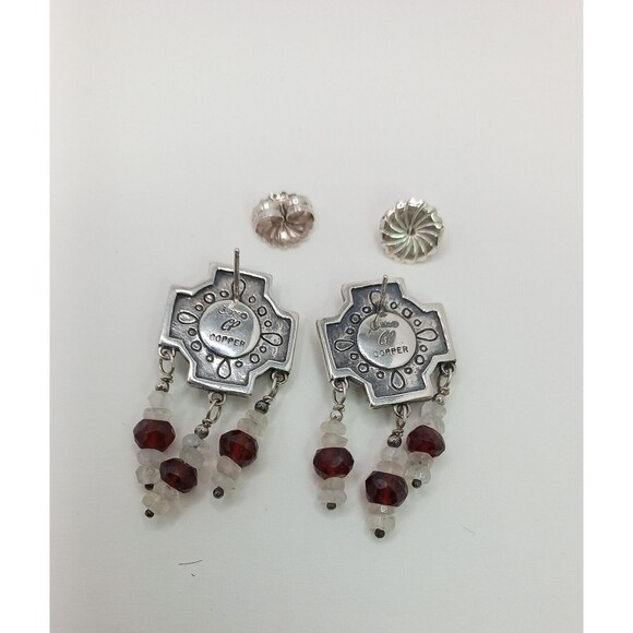 Carolyn Pollack Relios Sterling Crystal Garnet Bead Copper Accent Dangle Earring - Picture 3 of 11